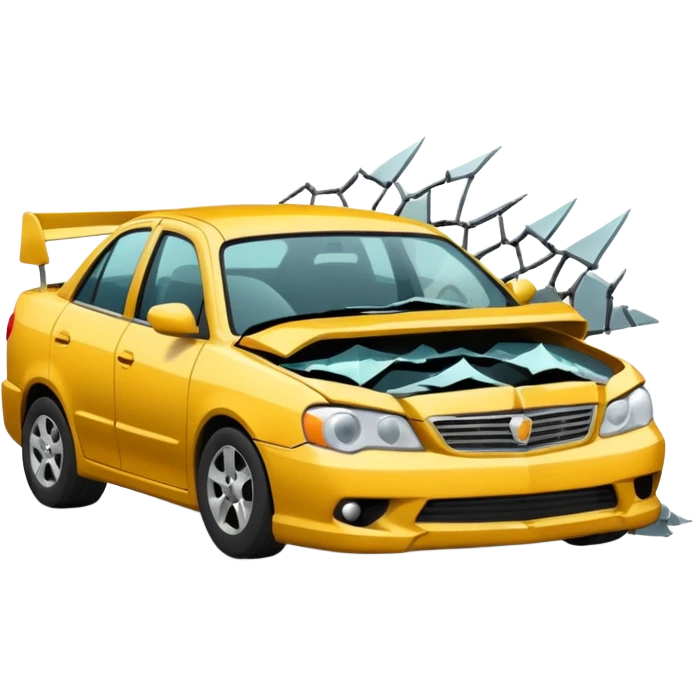 car crashed to a trafic barrier emoji