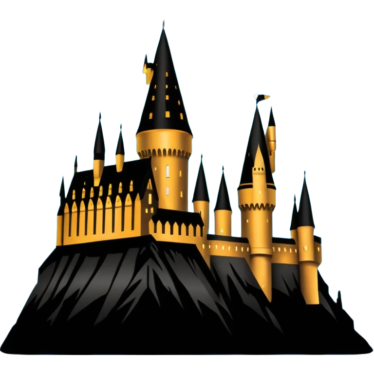 Harry Potter series, Hogwarts castle silhouette with stars, outlined only emoji