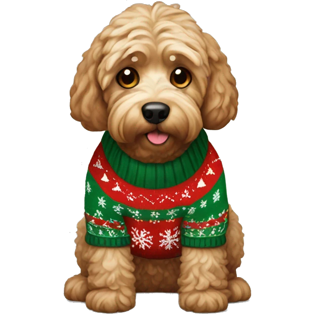 cockapoo with christmas sweater emoji
