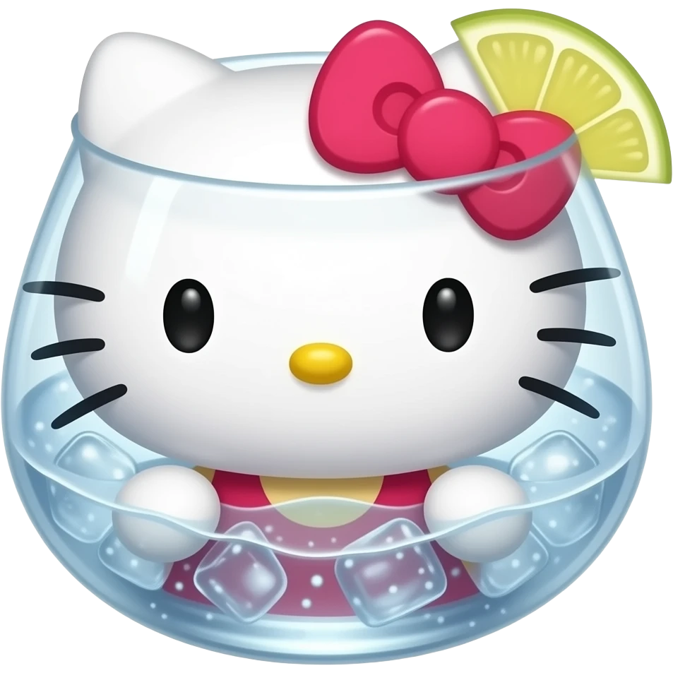 hello kitty themed cocktail with actual hello kitty illustration as a particle emoji