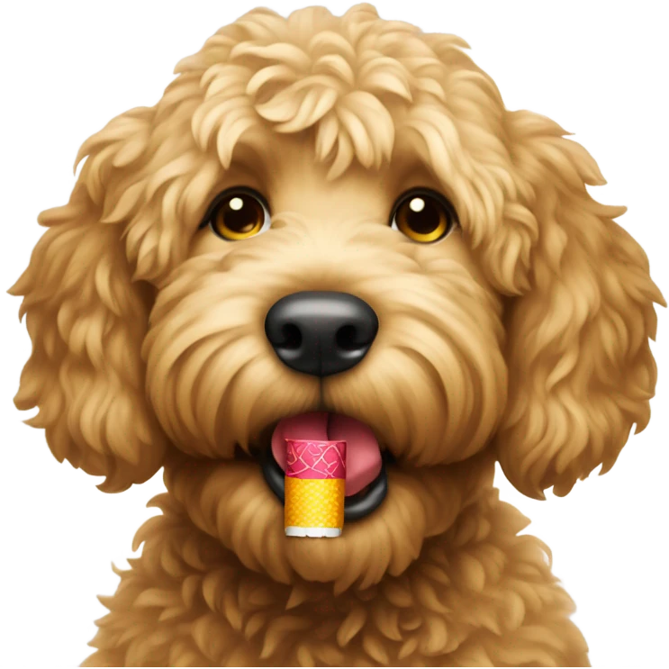 Golden doodle dog smoking a cigarette  emoji