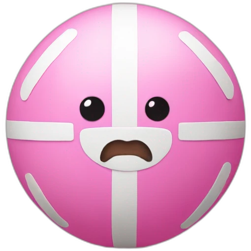 pink ball with top ribbon and white of eyes emoji