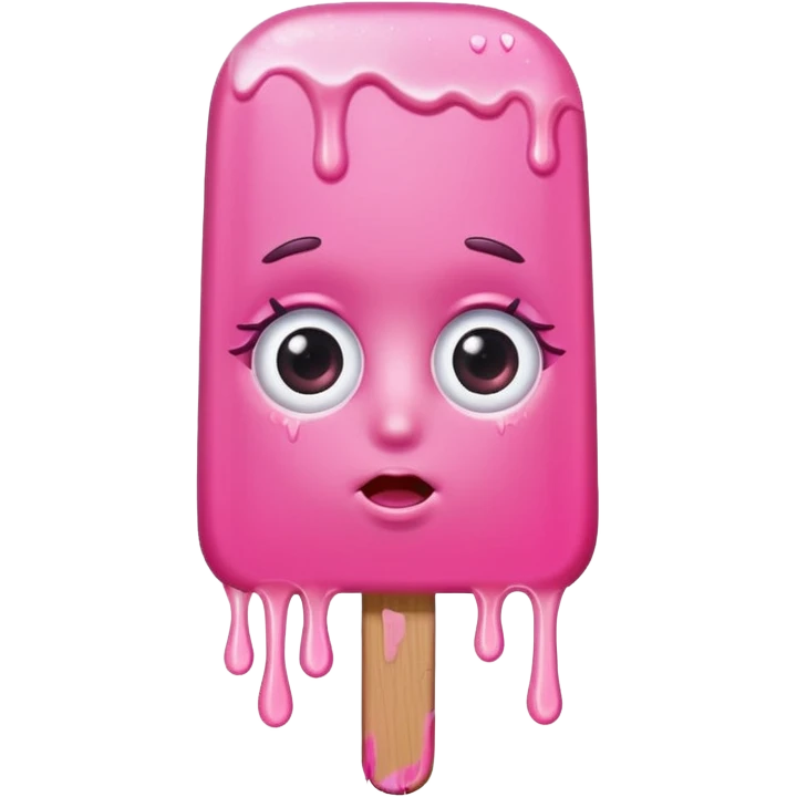 pink popsicle with eyes and hair emoji