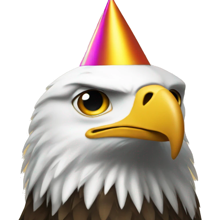 Eagle with star eyes and party hat emoji