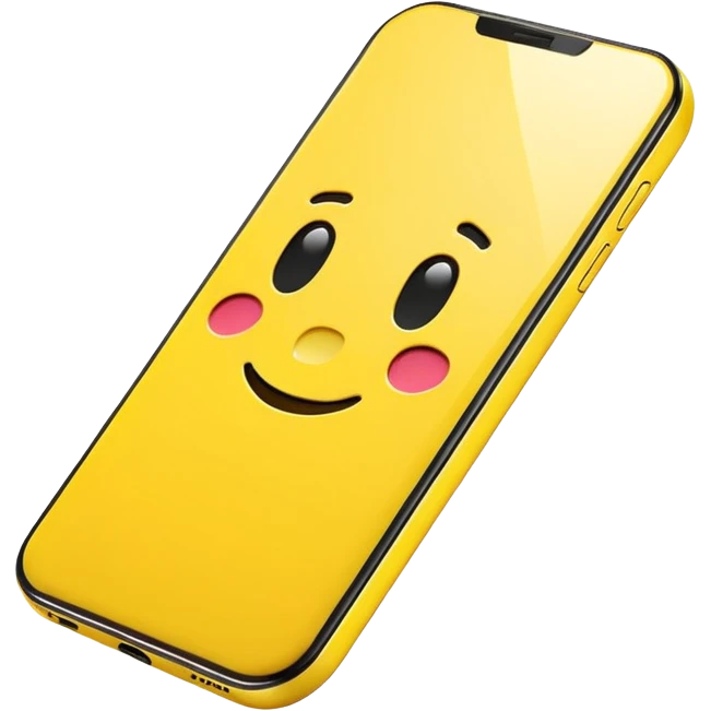 mobile phone emoji, modern smartphone, bright yellow emoji