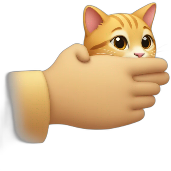 Cat hand shaking human hand emoji
