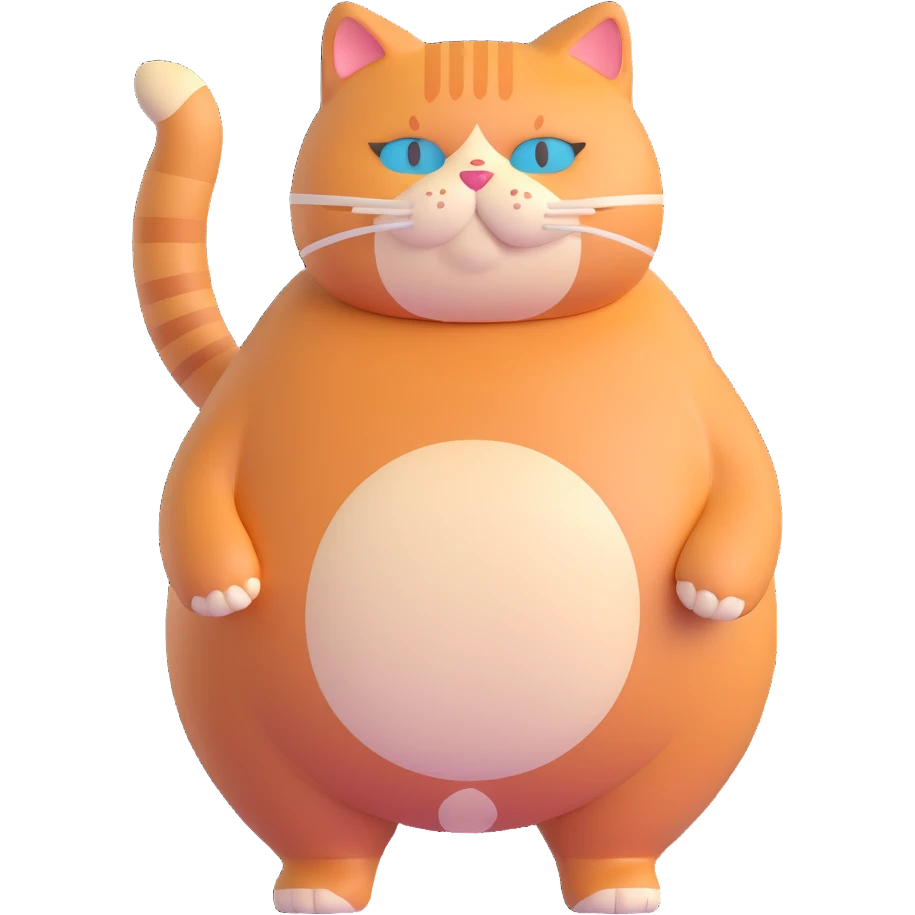 fat ginger cat standing, full body emoji
