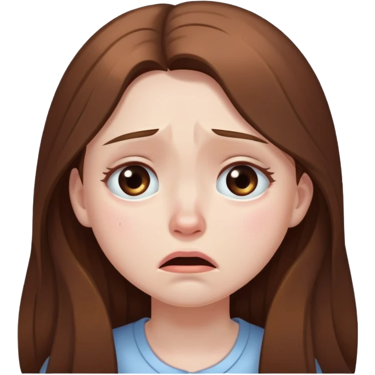 Girl long brown hair sad crying emoji