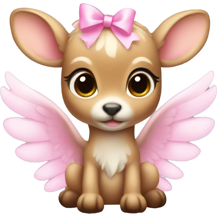 Baby fawn with pink bow and angel wings emoji