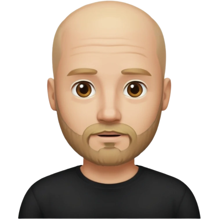 Bearded bald blonde man black shirt bald emoji