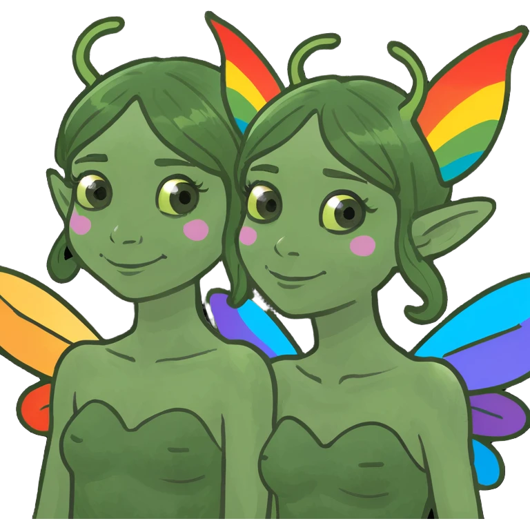 Two Fairy Sisters with Rainbow Wings emoji