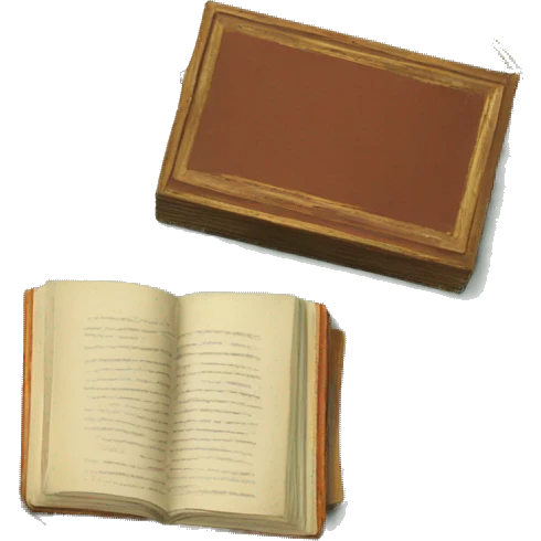 vintage tray with books emoji