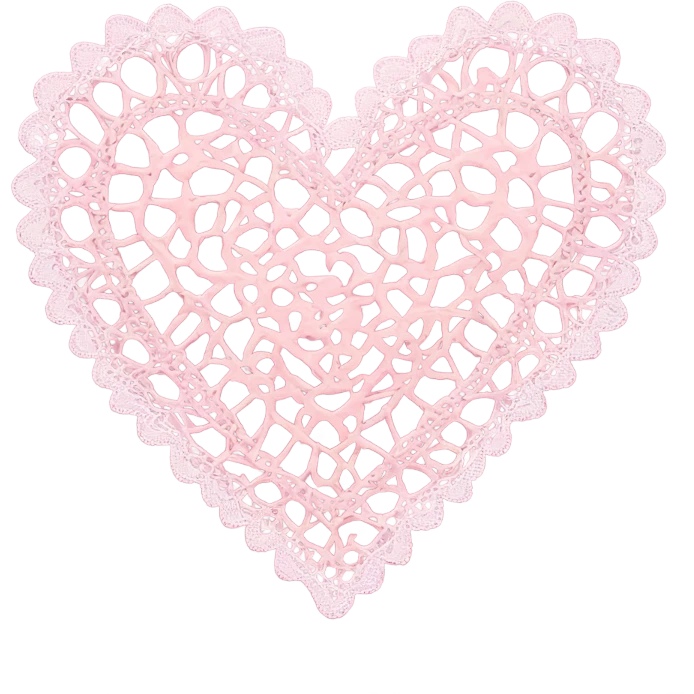 Pink doily heart emoji