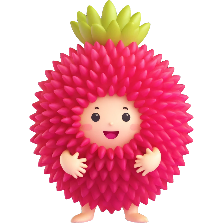 可爱的小红毛丹拟人，超级软萌可爱，造型讨喜 emoji