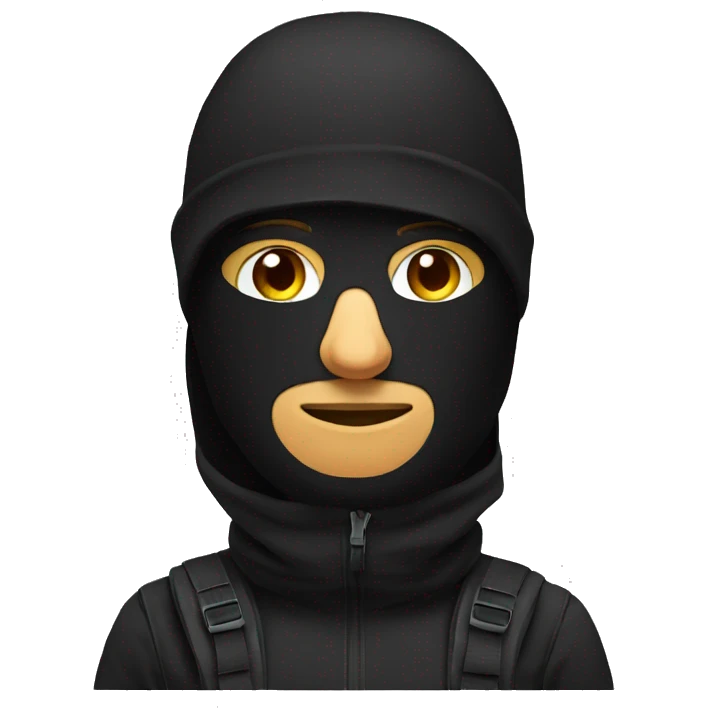 men with black balaclava on face and backpack emoji
