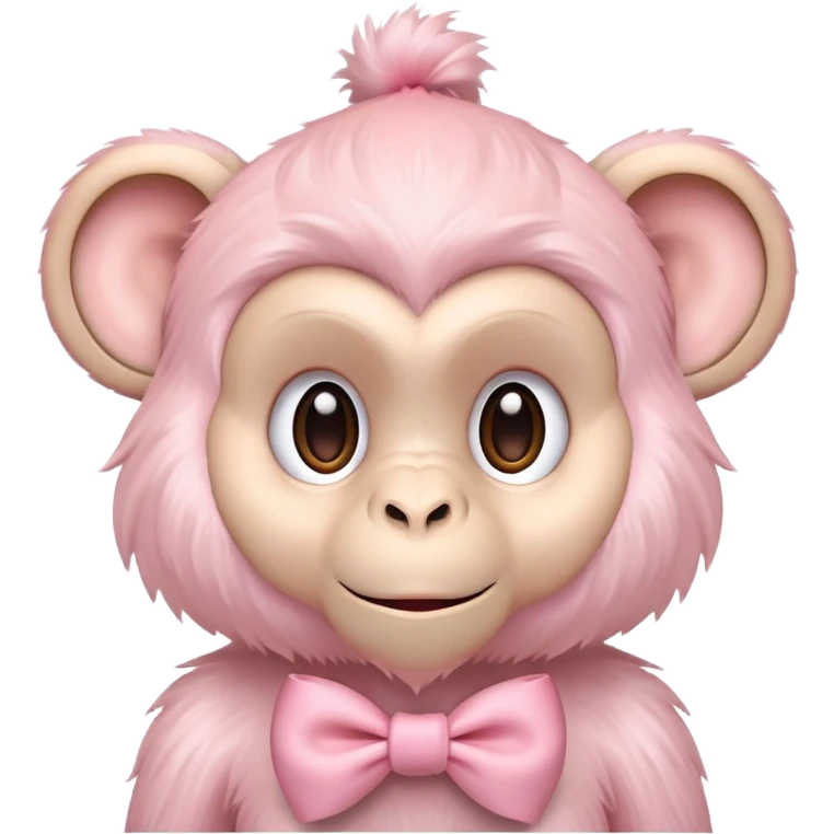 pastel pink monkey with bow by ears realistic  emoji