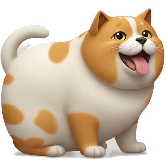 Fat cat playing with skinny dog emoji