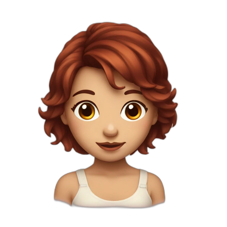 fille mignonne cheveux bordeaux yeux marron emoji