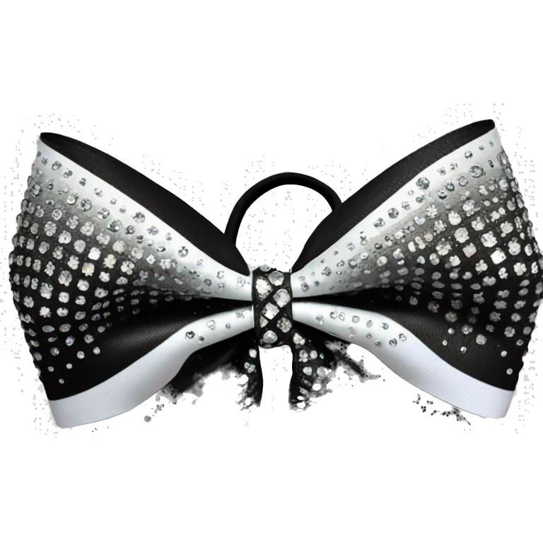 A black and white ombre cheer bow with lots of rhinestones emoji