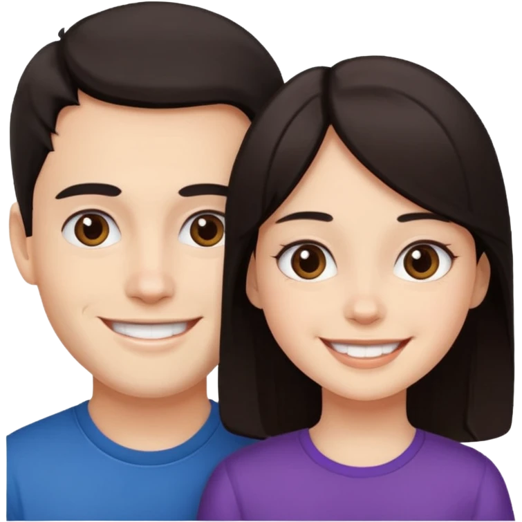Brother ans sister, white skin, dark hair emoji