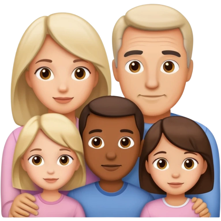 Family with mother, father and three little girls emoji