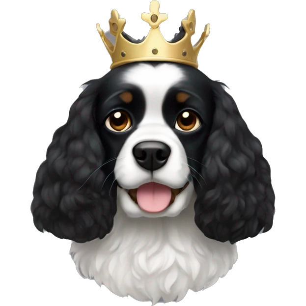 completely black small king spaniel with black fur on his whole face and white fur on chest emoji