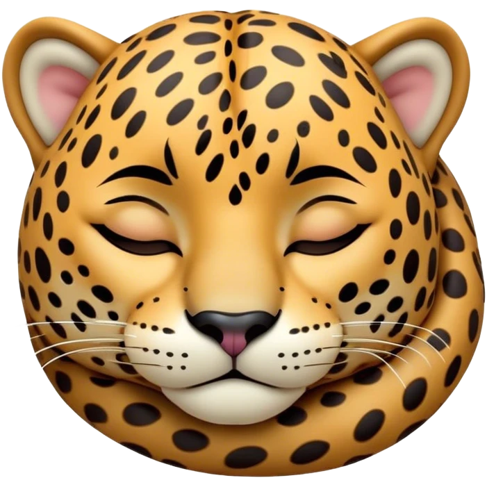 Meme-Worthy cute Sleeping Jaguar Portrait Emoji, Head resting peacefully with a contented smile, showcasing a luxuriously patterned Fur and eyes gently closed in serene slumber, Simplified yet hilariously adorable features, highly detailed, glowing with a soft, drowsy wild light, high shine, relaxed and utterly lovable, stylized with an air of playful laziness, bright and heartwarming, soft glowing outline, capturing the essence of a sleeping jaguar that feels destined to become the next viral sensation of adorable rest! emoji