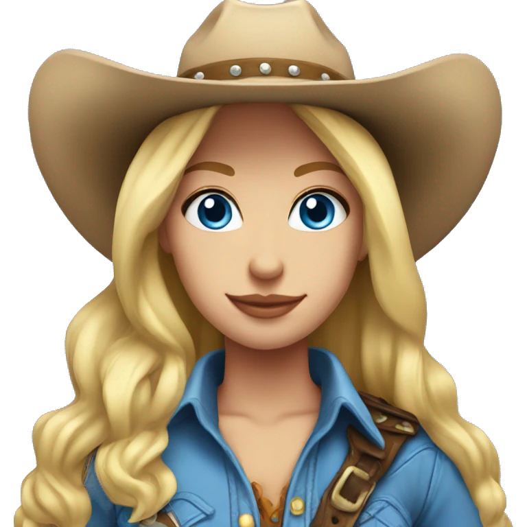 Blonde cowgirl, waist up, blue eyes  emoji