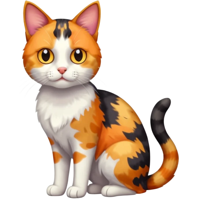 full body anxious looking colourful patchy calico tabby cat emoji