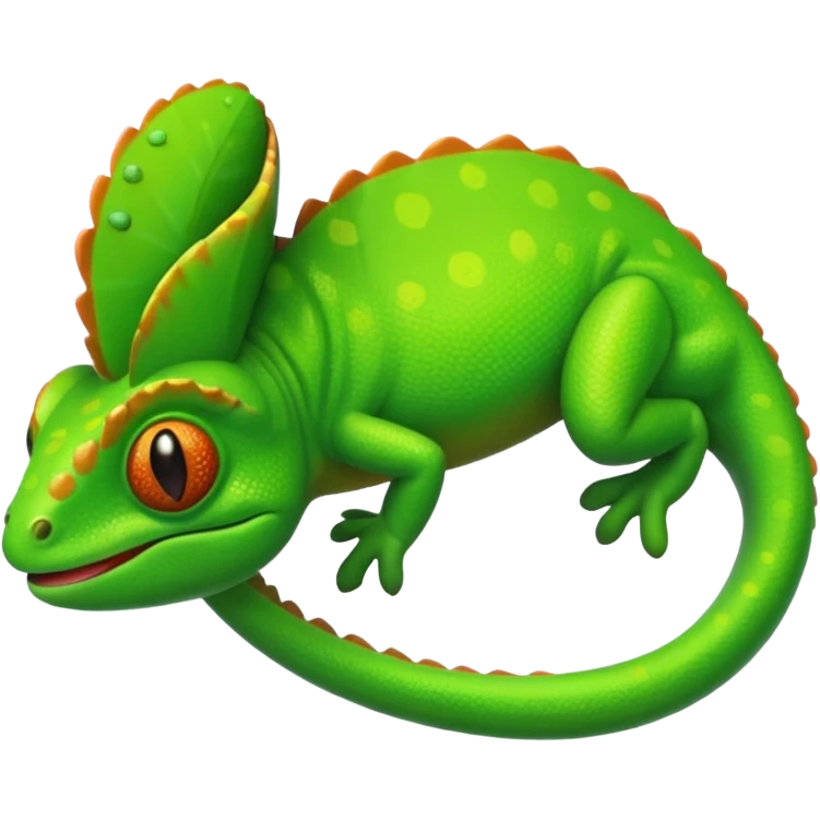 green chameleon looking at me, make it look like an emoji and standalone, with no branch emoji