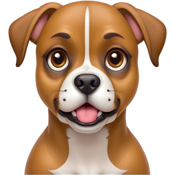 Cinematic Comical Fawn Boxer Dog Portrait Emoji, Head tilted dramatically with an exaggeratedly shocked or offended expression, featuring a sleek fawn coat with a distinctive white muzzle, wide, expressive brown eyes filled with exaggerated disbelief, Simplified yet hilariously expressive features, highly detailed, glowing with a slightly sassy glow, high shine, dramatic yet playful, stylized with an air of attitude, bright and endearing, soft glowing outline, capturing the essence of a sassy and over-the-top guardian, so meme-worthy it feels like it could side-eye its way into internet fame instantly! emoji
