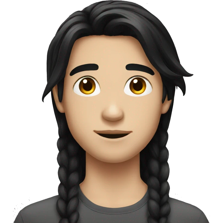 european teenager boy long black hair emoji
