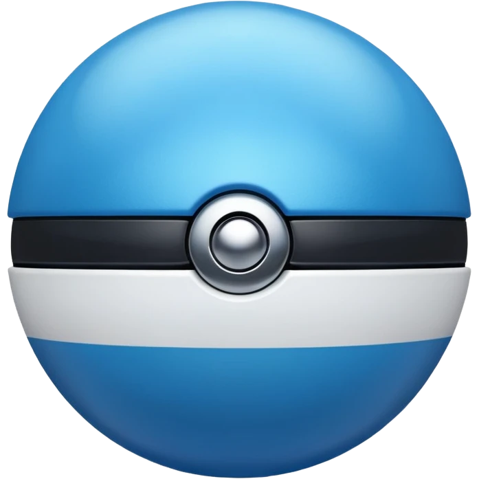 blue pokeball emoji, top half is a more saturated blue, bottom half is white, black stripe, with a metallic sheen emoji
