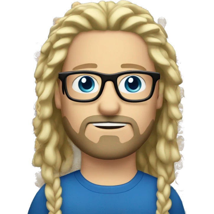 White man blonde dreadlocks blue eyes moustache glasses and goatee beard emoji
