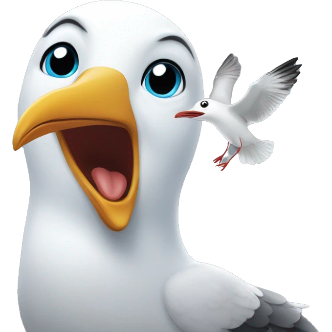 kisses from a seagull that screams while flying emoji