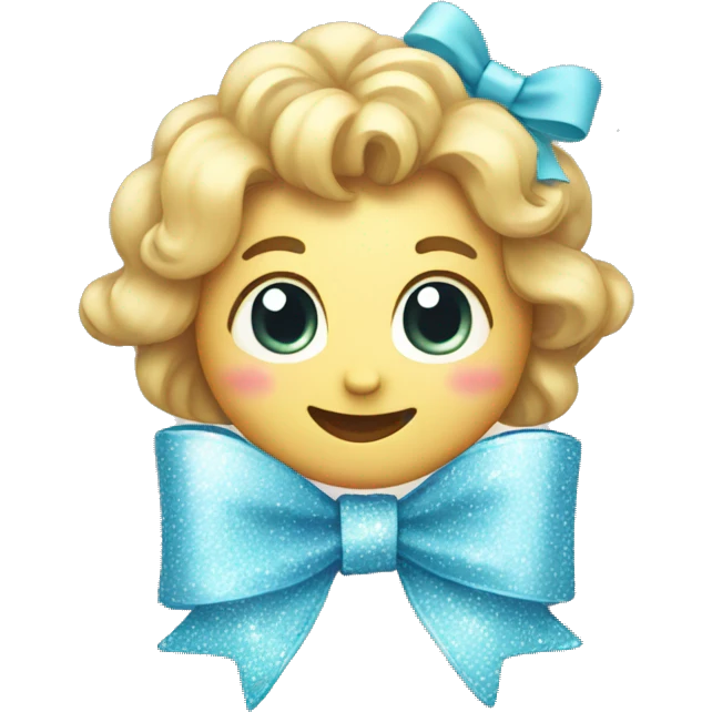 Light blue bow with sparkles emoji