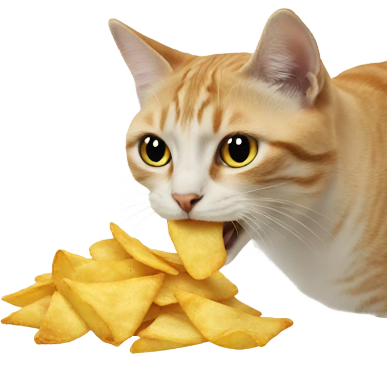Cat eating chips emoji