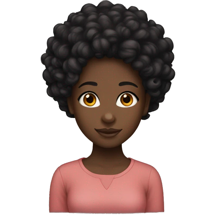 Black girl with black curly hair and dark brown eyes emoji