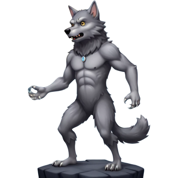 A werewolf on a cloudy night with a full moon emoji