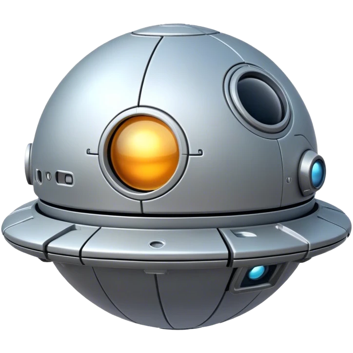 a realistic, spherical spaceship shaped like a ball, with a smooth surface and realistic details. Use a plain background. emoji