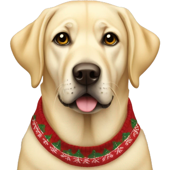 Yellow lab in a Christmas sweater emoji