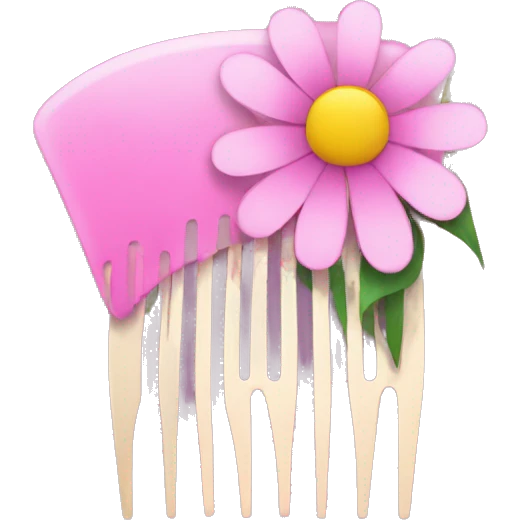 Pink comb with flowers ios style emoji