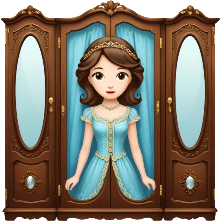 The characters in the fairy tale "Beauty and the Beast" are transformed into the lady in the wardrobe emoji