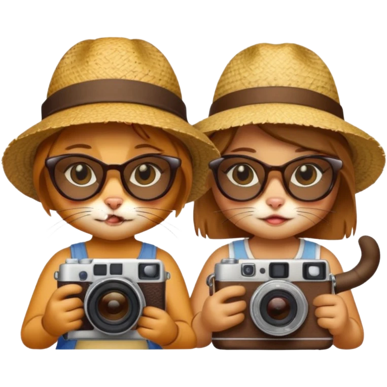 2 girl cats dressed up as tourists emoji