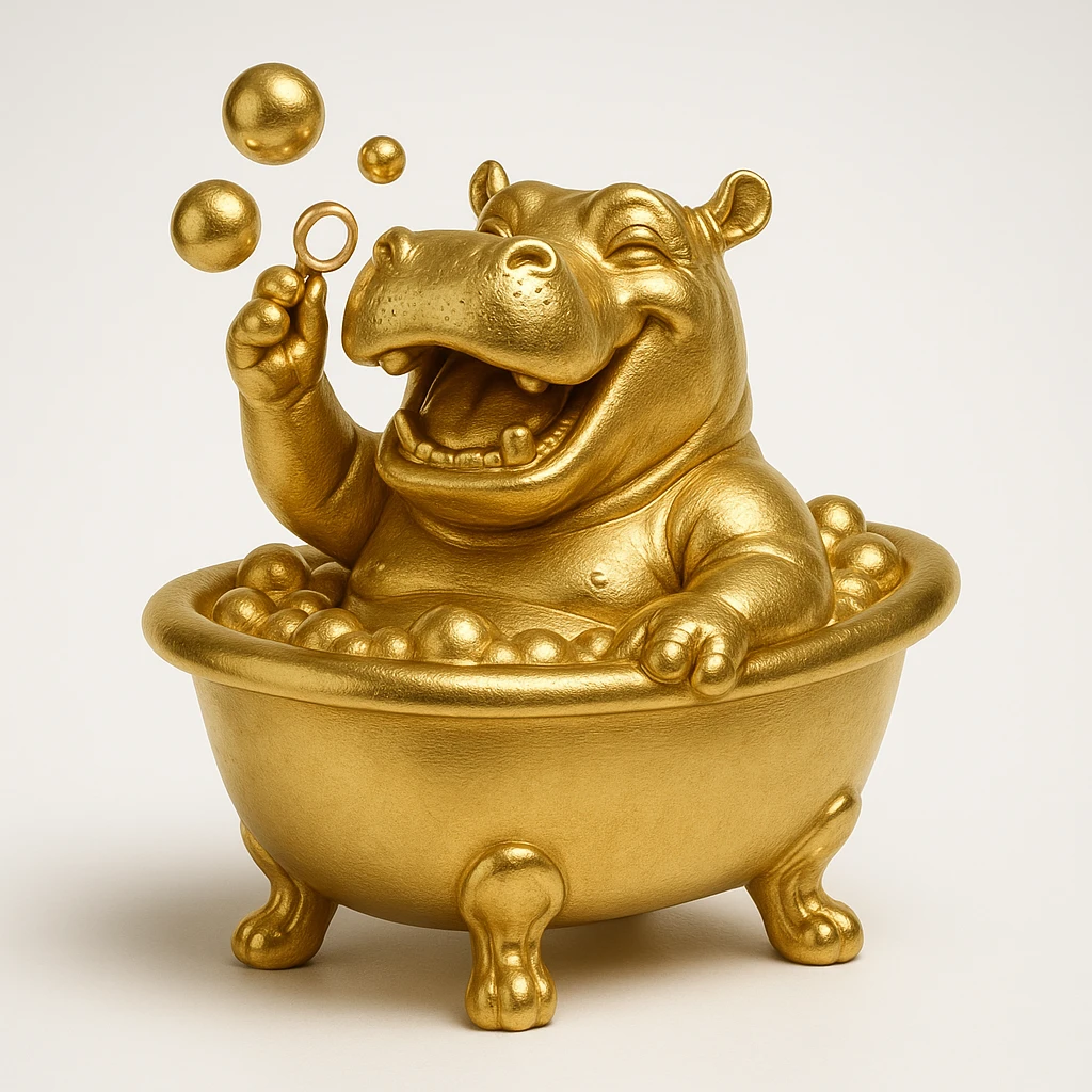 happy hippo with bubbles in bathtub emoji