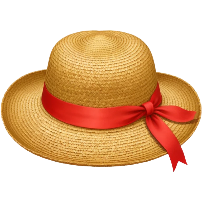 Straw hat with a red ribbon emoji