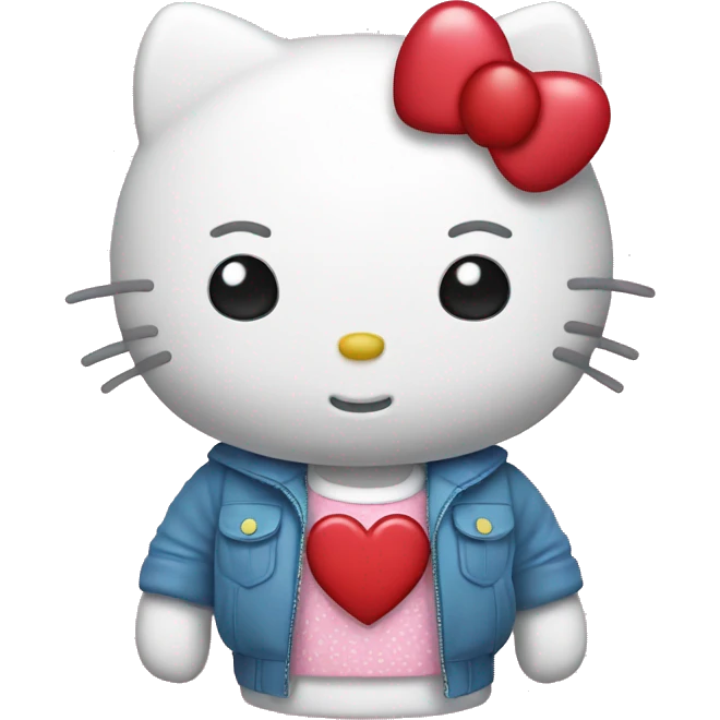 hello kitty with heart emoji