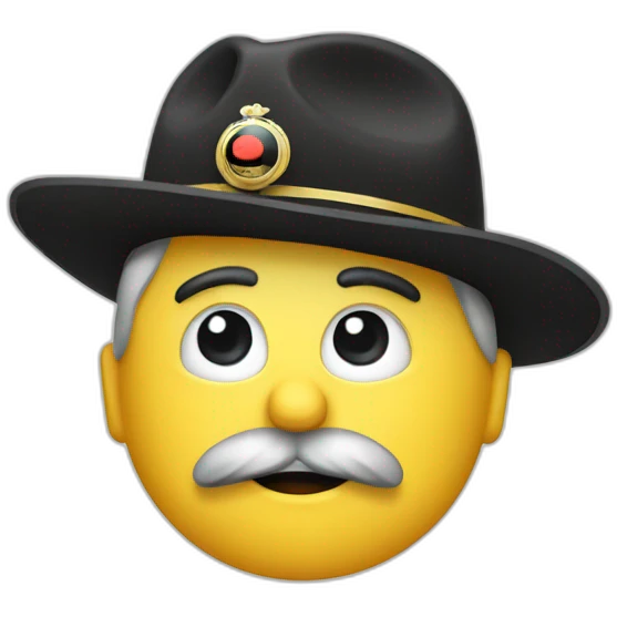German Dictator with skinny mustache and hat raising hand emoji