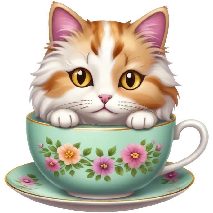 A little cat in a teacup emoji