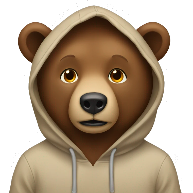 brown bear wearing a beige hoodie emoji